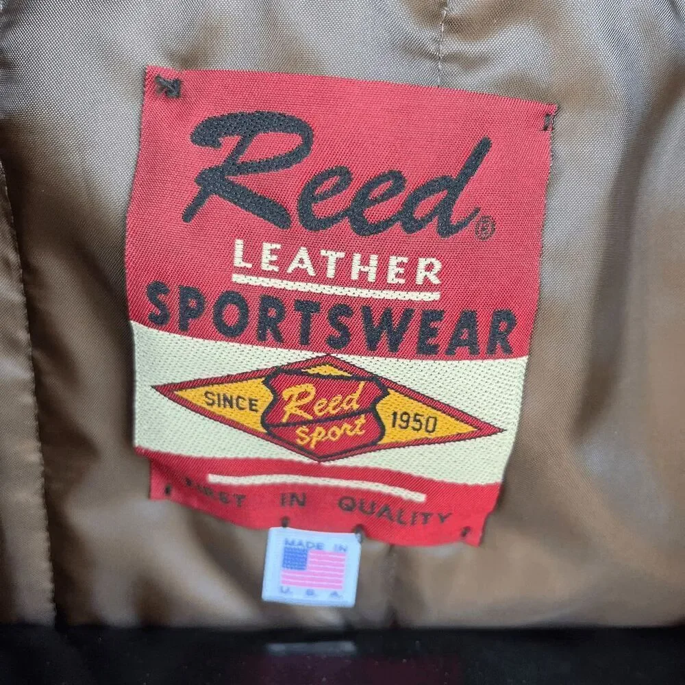 Vintage 70s Reed Sportswear Cognac Leather Coat L–XXL Western Rodeo Boho USA